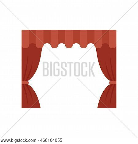 Theater Curtain Icon Flat Vector. Red Opera Stage. Open Velvet Drapery Isolated