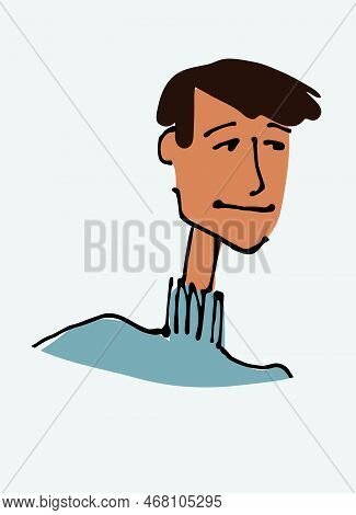 Avatar Of A Young Man. Flat Style, Isolated Vector Element