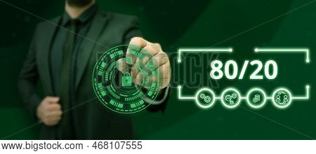 Text Caption Presenting 80 To 20 Percent. Pareto Principle Of Factor Sparsity Statistical Distributi