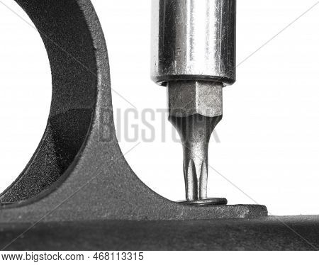 Triggerguard Coming Off A Rifle Isolated On A White Background