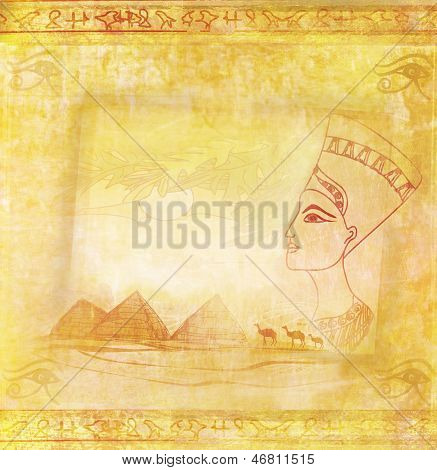 Gamla papper med egyptiska drottningen