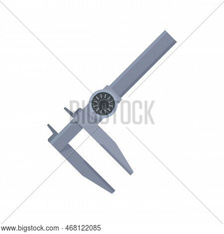 Slide Caliper Icon Flat Vector. Vernier Micrometer. Calliper Tool Isolated