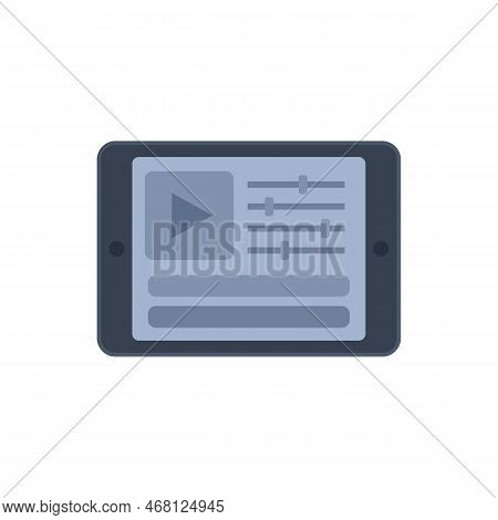 Tablet Video Edit Icon Flat Vector. Film Editor. Top Camera Isolated