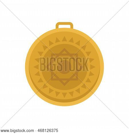 Gold Amulet Icon Flat Vector. Magic Religion. Cute Amulet Isolated