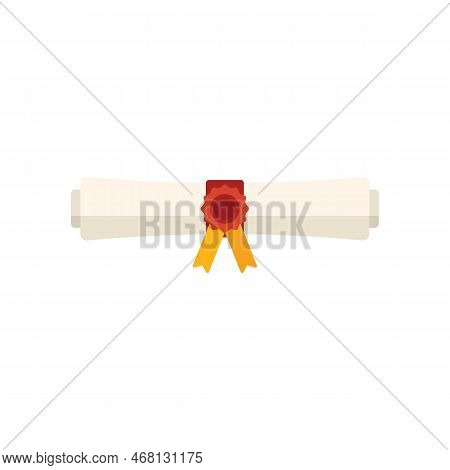 Diploma Roll Icon Flat Vector. Test Study. Exam Final Isolated