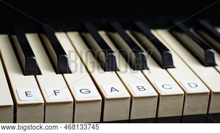Signed Keys Of An Old Piano. Learning To Play The Piano