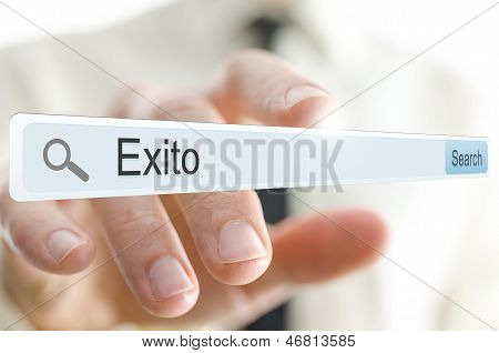 Word Exito Written In Search Bar. Spanish For Success.