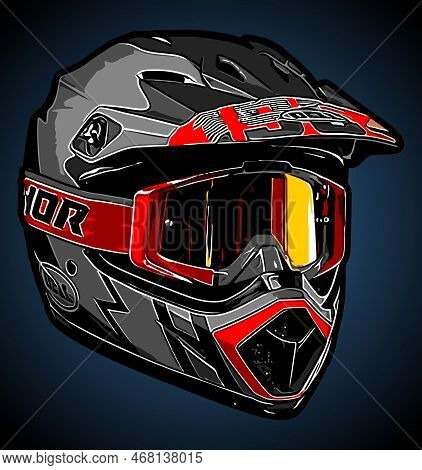A Cool Gray Supermoto Helmet Vector Template