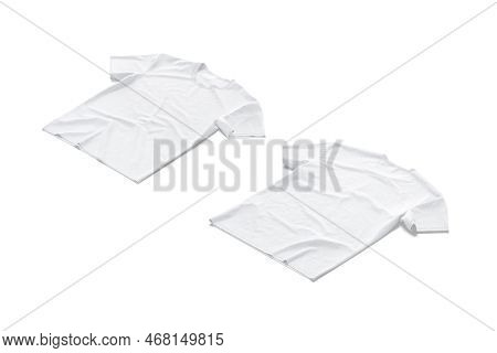 Blank White T-shirt Mockup Flat Lay, Front And Back, Isolated, 3d Rendering. Empty Cotton Casual Tsh