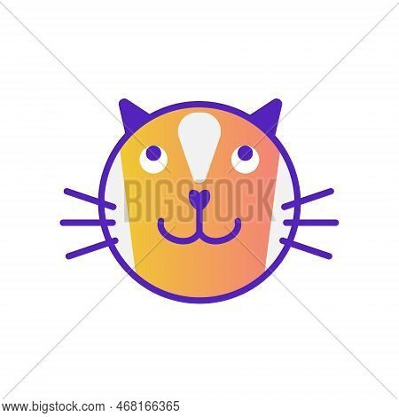 Cat Smile Emoji Multicolored Gradient Funny Line Vector Illustration