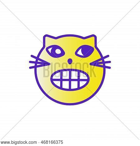 Cat Smile Emoji Multicolored Gradient Funny Line Vector Illustration