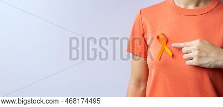 Orange Ribbon For Leukemia, Kidney Cancer Day, World Multiple Sclerosis, Crps, Self Injury Awareness