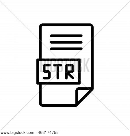 Black Line Icon For Str File Document Application Message