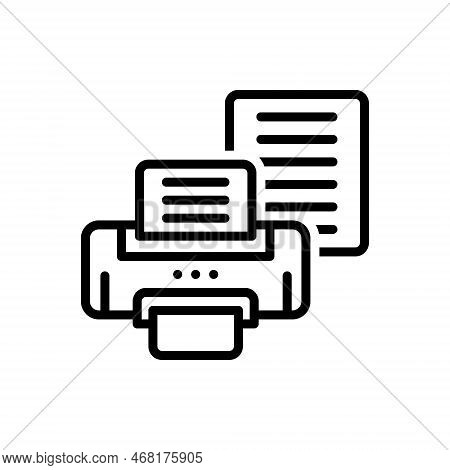 Black Line Icon For Prints Imprint Machine Copy Printer Document Laser-jet Printout Button Page Tele