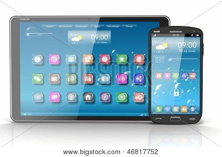 Tablet PC et Smartphone. Concept