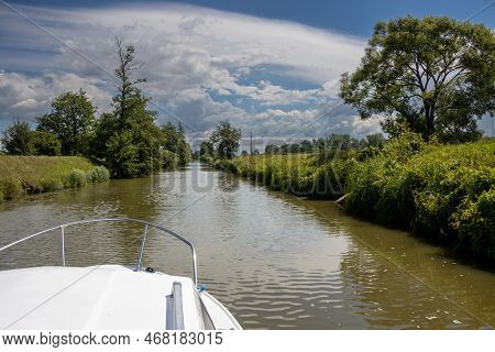 Canal Built Between Morava Part Of Czech And Slovakia By Bata. Beautiful Greenery Lining The Route, 