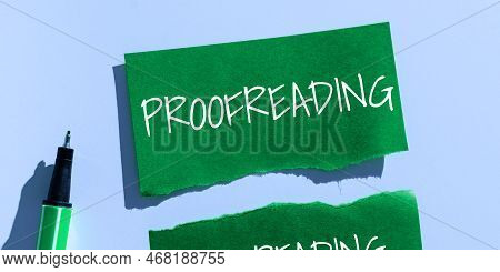Handwriting Text Proofreading. Business Overview Act Of Reading And Marking Spelling, Grammar And Sy