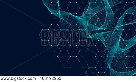 Health Care And Medical Pattern Innovation Concept Science Background Design. Abstract Geometric Hex