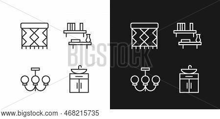 Home Decor And Furniture Pixel Perfect Linear Icons Set For Dark, Light Mode. Ceiling Light. Floatin