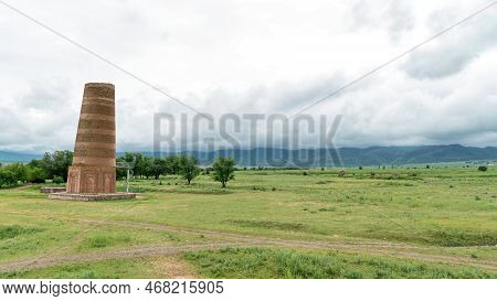 Old Burana Tower Located On Famous Silk Road, Kyrgyzstan, Is An 11th Century Minaret Located In The 