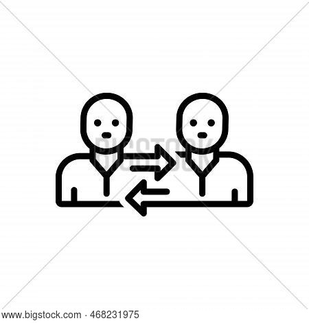 Black Line Icon For Interact People Student Opposite Direction Interrelate Interchange Related Corre