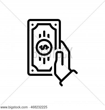 Black Line Icon For Cash Penny Piles Moolah Payment Salary Currency Finance Money