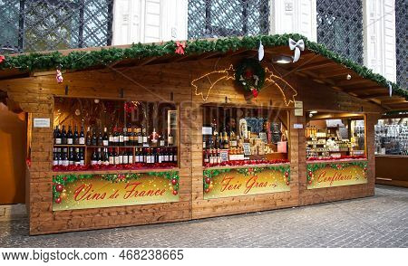 Bologna - Italy - December 24, 2022: French Christmas Market (mercatino Francese Di Natale) In Bolog
