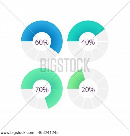 Donut Infographic Chart Design Template Set. Progress Indicator. Loading Time. Percentage Levels. Vi