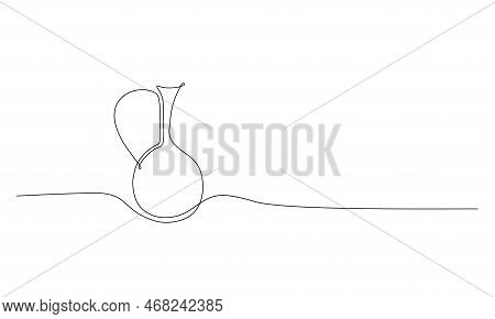 Simple Line Wine Jug, Vessel Vector Illustration. Traditional Georgian Clay Jar.