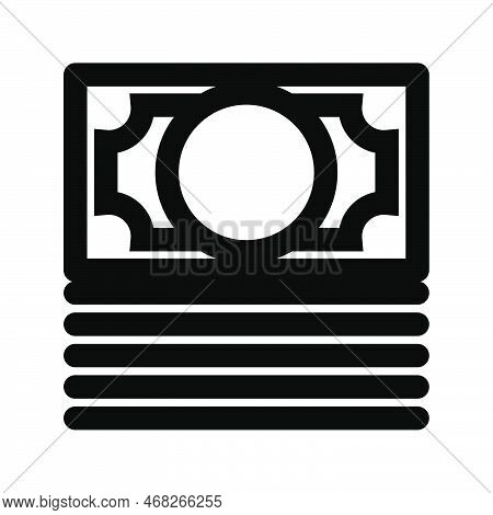 Money Stack Icon Line Isolated On White Background. Black Flat Thin Icon On Modern Outline Style. Li