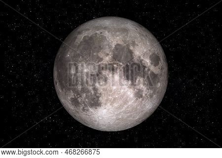 Moon Is Earths Satellite Orbiting In Space Surrounded By Stars. This Image Elements Furnished By Nas