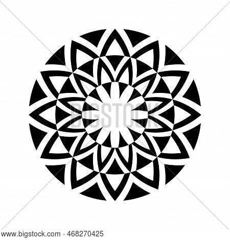 Abstract Decorative Radial Circle Pattern. Round Design Element. Vector Art.