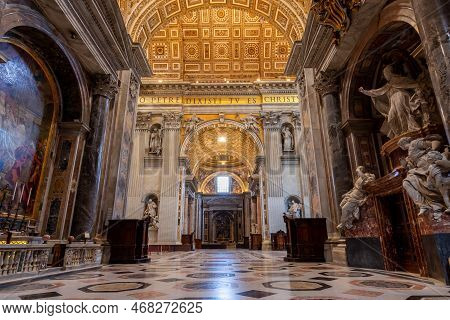 Vatican - October 2022: St. Peter's Basilica Interiors