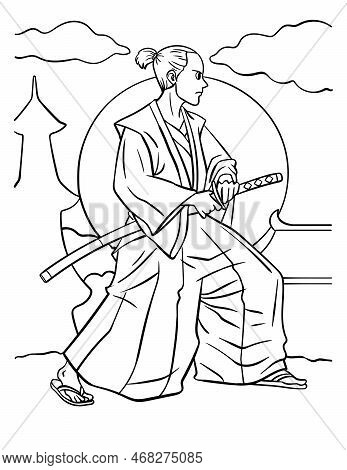 A Cute And Funny Coloring Page Of Samurai. Provides Hours Of Coloring Fun For Children. Color, This 