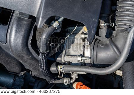 Throttle Body Installed Of Car In The Engine Bay