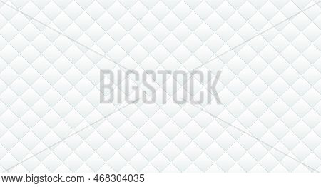 Simple Upholstery Quilted Background. White Leather Texture Sofa Backdrop. Vector Illustration