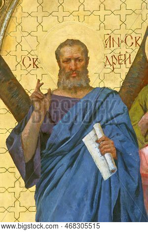 Krizevci, Croatia - May 09, 2012: Saint Andrew, Iconostasis In The Greek Catholic Cathedral Of The H