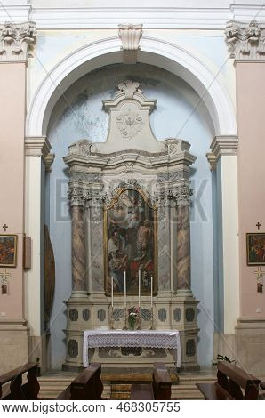 Groznjan, Croatia - June 04, 2012: Altar In The Parish Church Of Saints Vitus And Modestus In Groznj