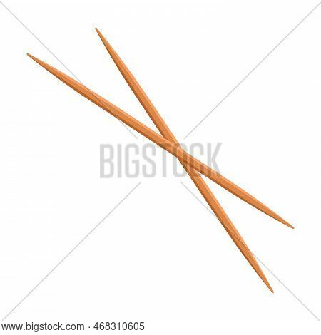 Wooden Picks For Drinks Or Picking Teeth Isolated On White Background. Toothpicks For Cocktails Or F