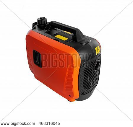 Portable Electricity Generator Isolated On White Background. Petrol Inverter Generator.