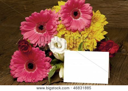 Writable Greeting Card With Colorful Flowers