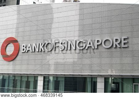 Singapore- 30 Dec, 2022: Logo Of Bank Of Singapore On The Tower In Singapore. Bank Of Singapore Is T