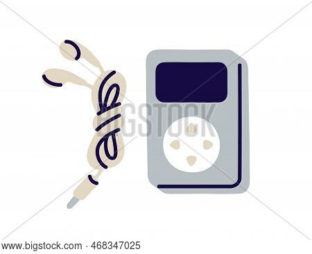 Mp3 Player, Earphones. Portable Mobile Mini Device For Listening To Music, Audio, Radio, Song. Digit
