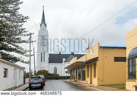 Bredasdorp, South Africa - Sep 23, 2022: A Street Scene, With The Dutch Reformed Church And Historic