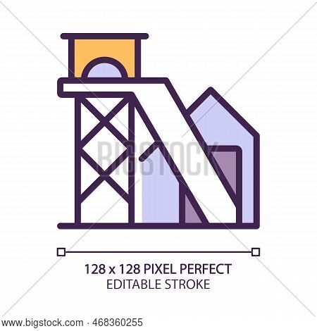 Coal Mine Pixel Perfect Rgb Color Icon. Lode Of Fossil Fuel In Earth. Extraction Of Rock And Ore. He