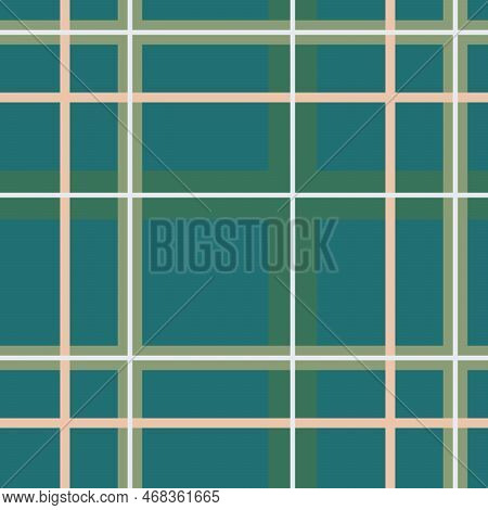 Plaid Check Dark Green  Seamless Pattern. Emerald Retro Tartan Checked Plaids Repeating Texture For 