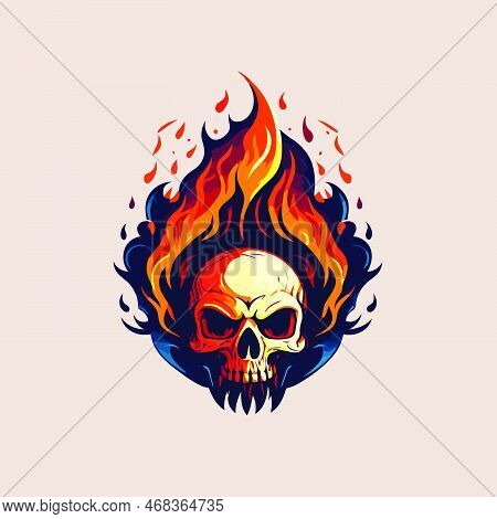 Fire Skull Head Logo Mascot Design Vector Template