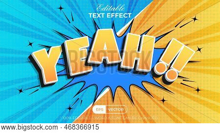 Comic Text Effect Yeah Style. Editable Text Effect Vector.