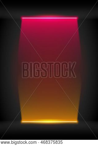 Abstract Neon Illumination. Vertical Red Yellow Glowing Background. Stock Vector Clipart With Copy S