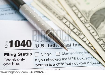 Tax Form 1040 U.s. Individual Income Tax Return, Business Finance Concept.